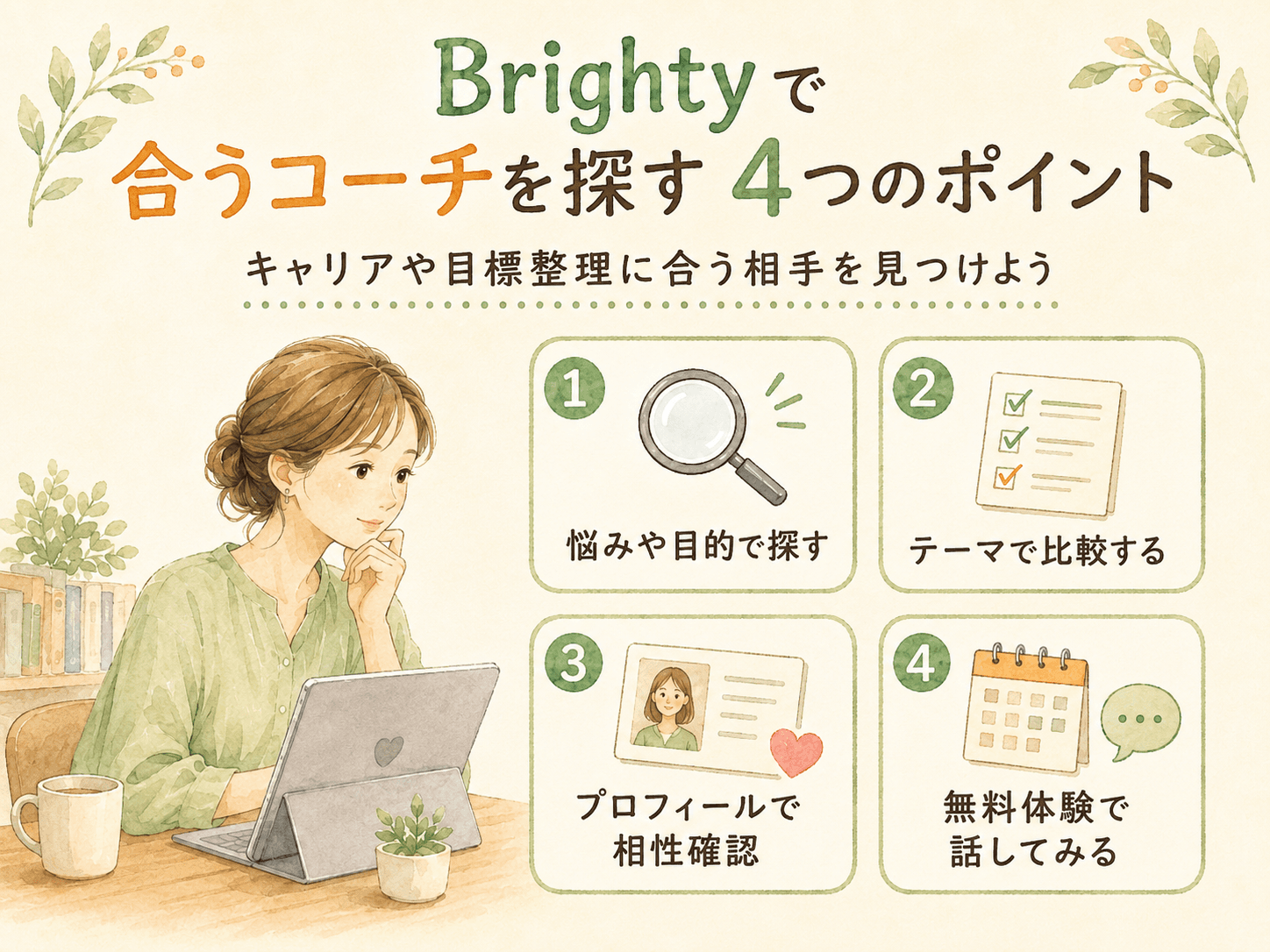 Brightyでキャリアや目標整理に合うコーチを探すときのポイント