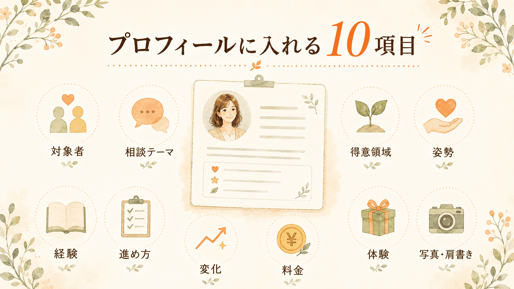 コーチングのプロフィールに入れるべき項目は大きく10個ある