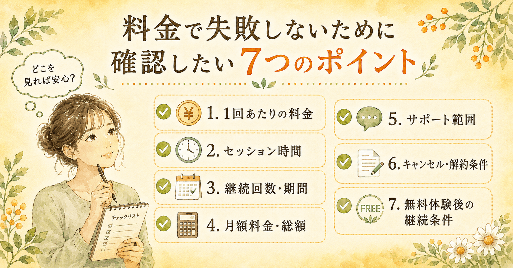 料金で失敗しないためのチェックリスト