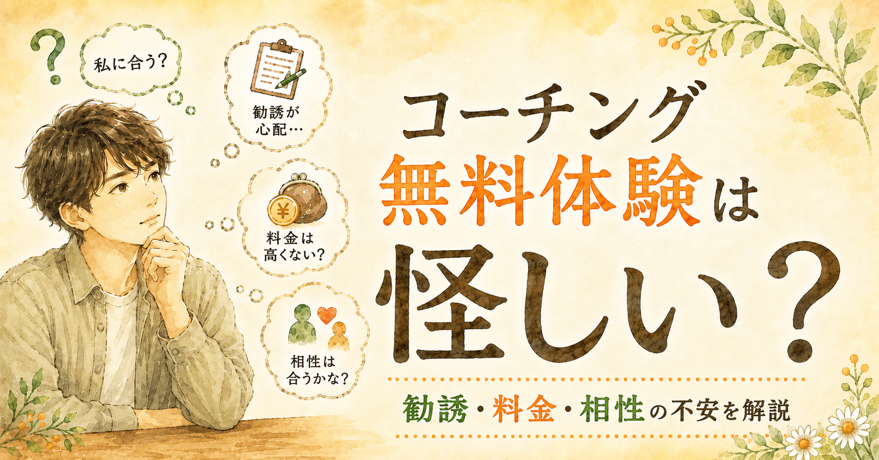 コーチング無料体験は怪しい?勧誘・料金・相性の不安を解説