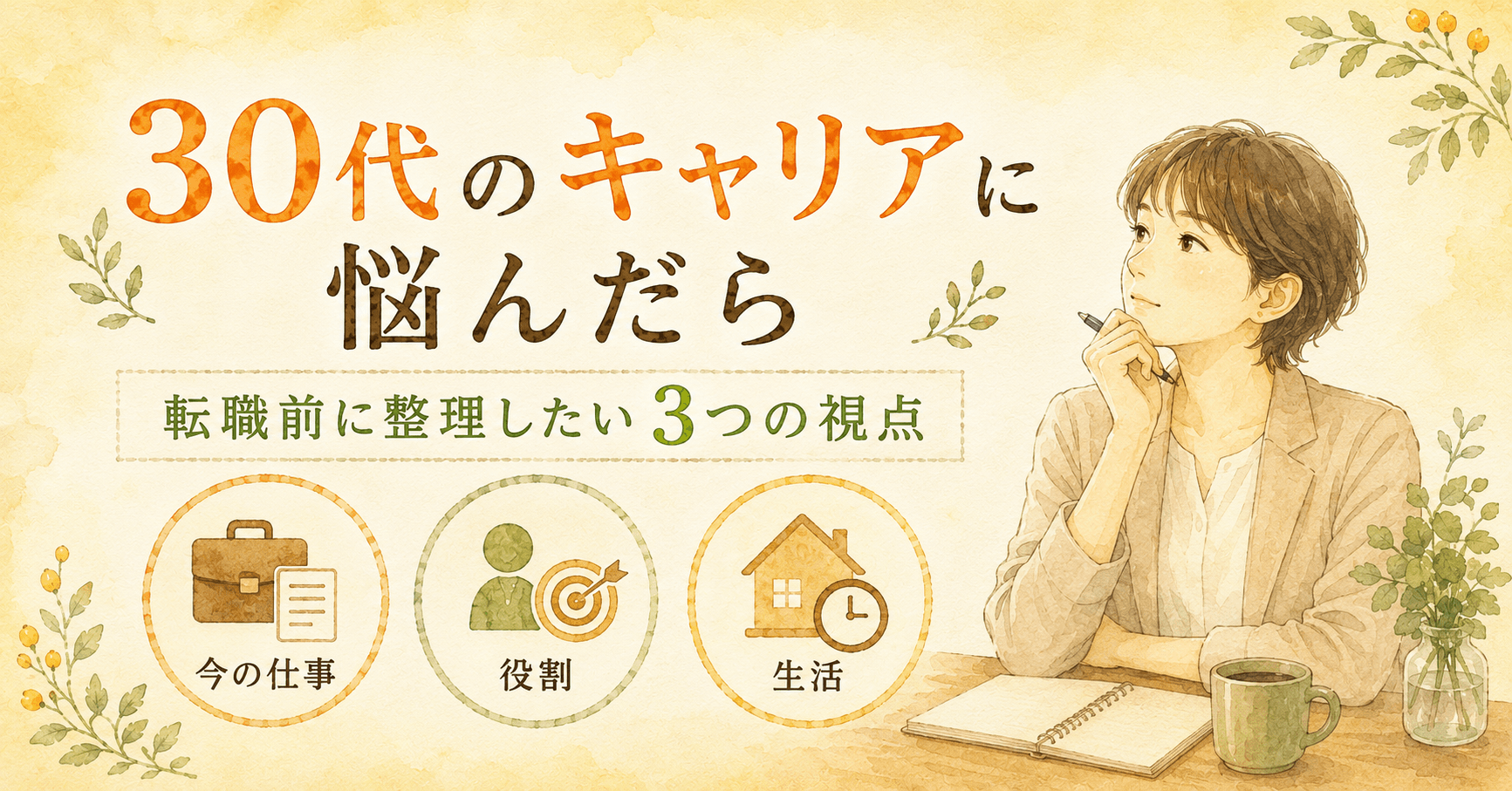 30代のキャリアに悩んだときに考えたいこと|転職前に整理する3つの視点