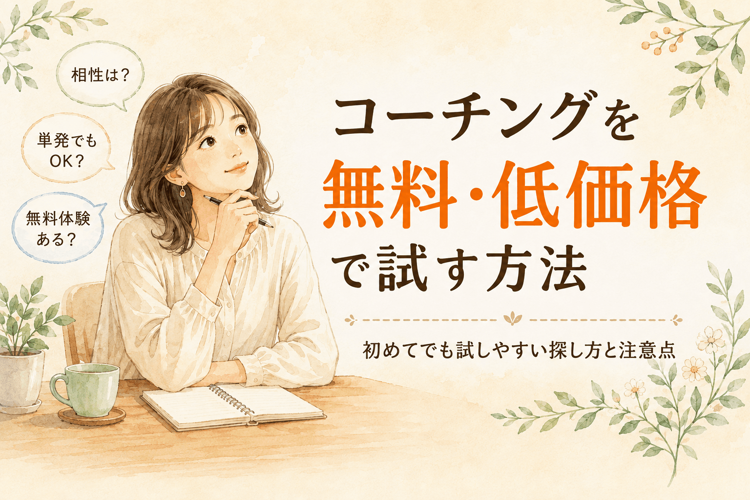 コーチングを無料・低価格で体験する方法|初めてでも試しやすい探し方と注意点